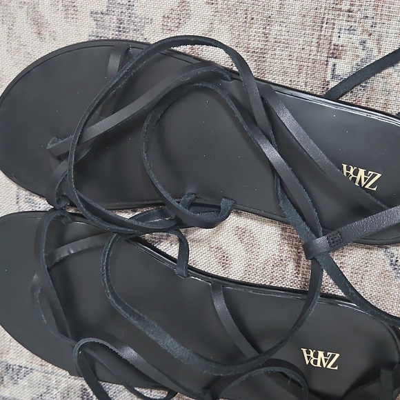 Zara Elegant Black Lace-Up Sandals - Picture 2 of 4